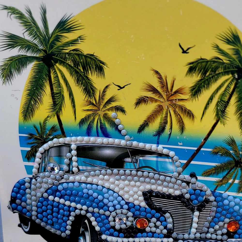 Blue Muscle Car Florida Sunset Blank Card - Picture 2 of 3